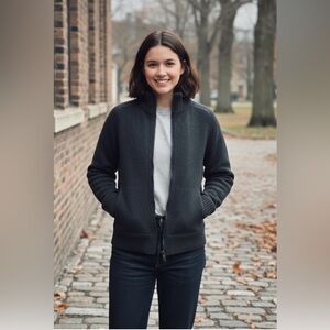 J Crew Vintage Stand Collar Full Zip 100% Lambswool Jacket Size M